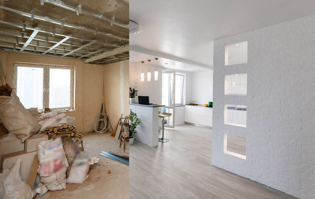 Before and after picture of a kitchen renovation we did in Blackfalds, Alberta. The drywall installation and repair turned out very nice in the end.